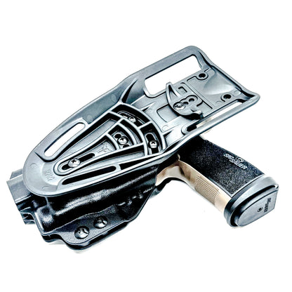 OWB holster for Sig Sauer P365-DH3 AXG with TLR-7 Sub. Outside Waistband light duty & competition holster with adjustable retention and optics support.