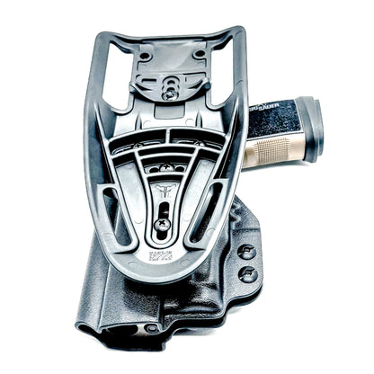 OWB holster for Sig Sauer P365-DH3 AXG with TLR-7 Sub. Outside Waistband light duty & competition holster with adjustable retention and optics support.