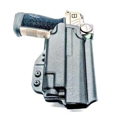 Sig Sauer P365-DH3 AXG with TLR-7 X or A (OWB) Outside Waistband light duty & competition holster with adjustable retention and optics support