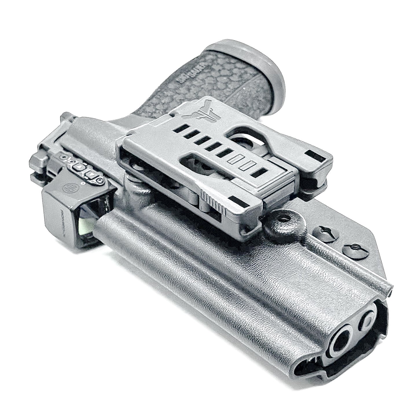 Versatile black OWB holster for Sig Sauer P365-FUSE. Ambidextrous design, optic-ready, and adjustable cant from  Four Brothers Holsters