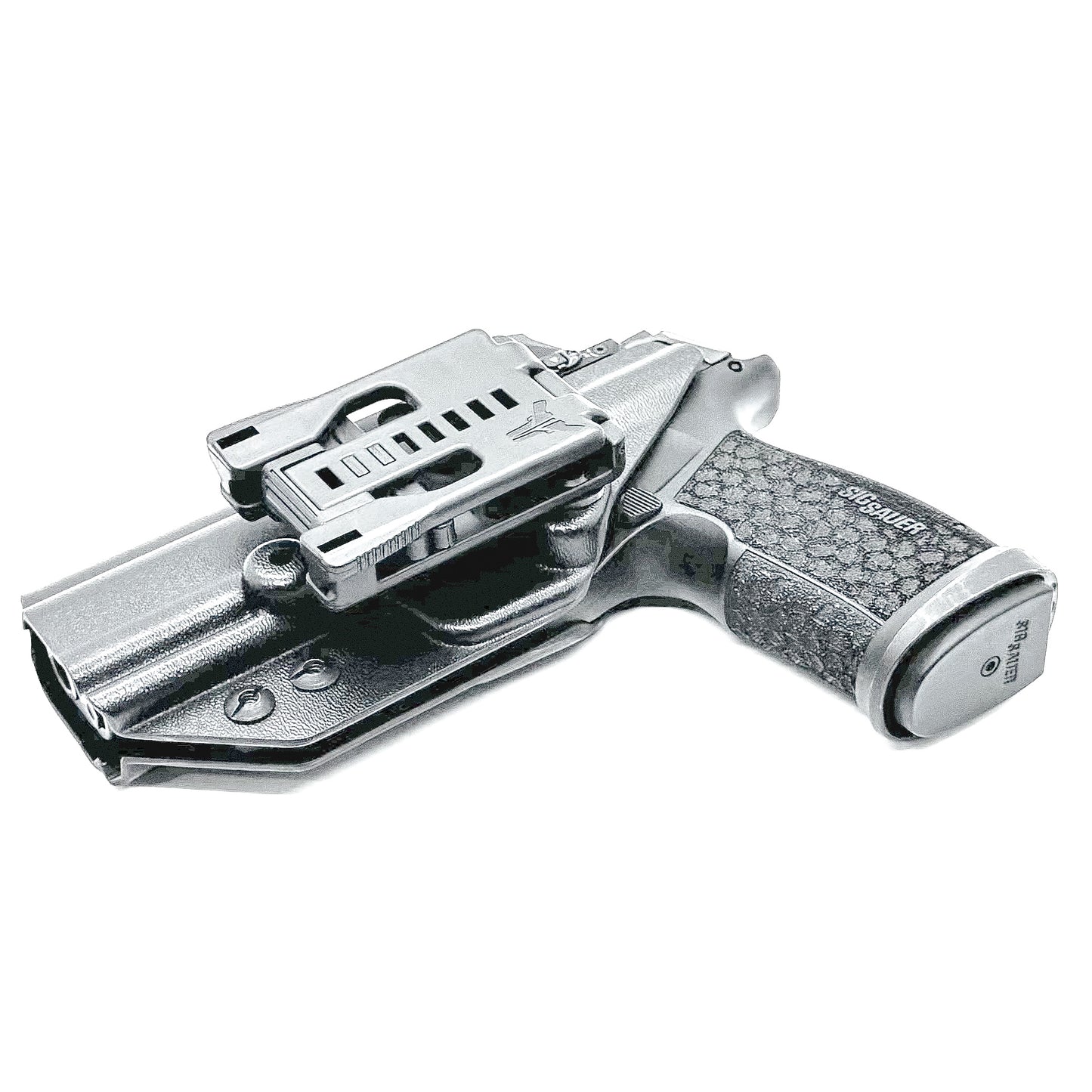 Versatile black OWB holster for Sig Sauer P365-FUSE. Ambidextrous design, optic-ready, and adjustable cant from  Four Brothers Holsters