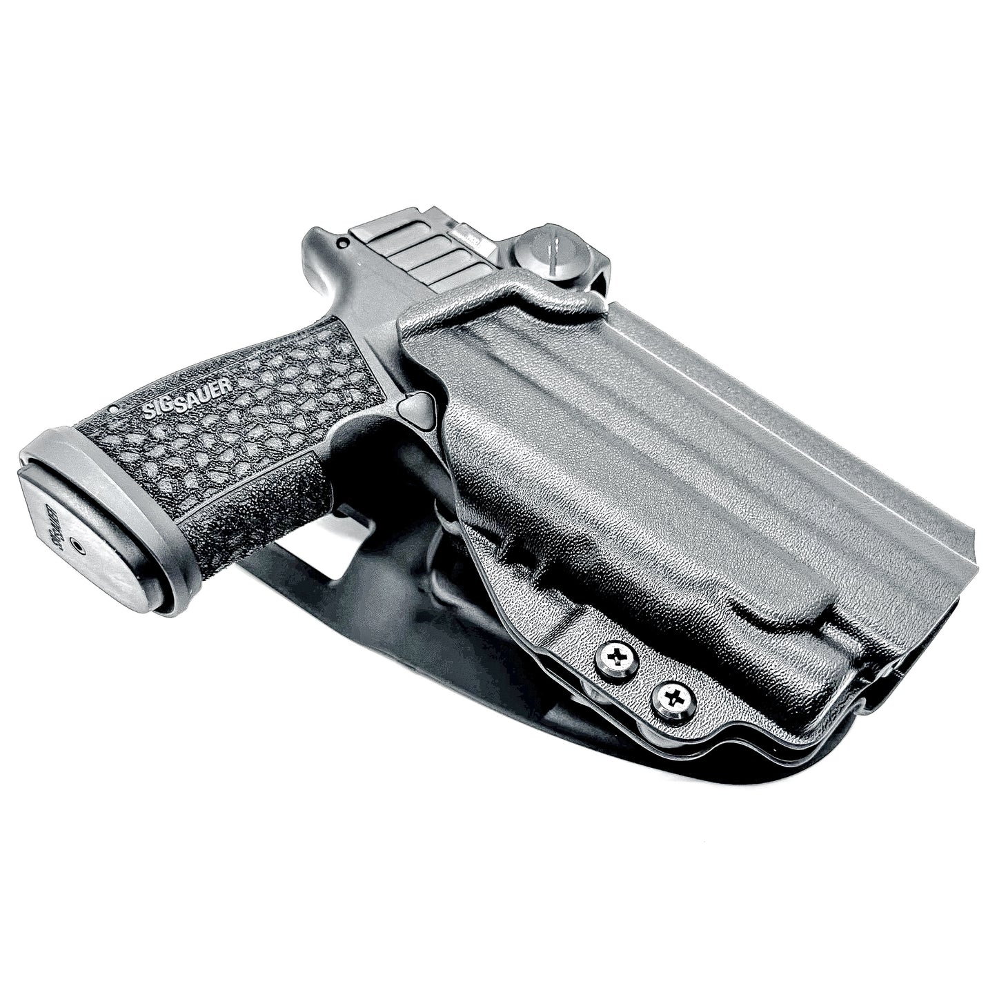 OWB holster for Sig Sauer P365-FUSE & FOXTROT2R. Outside Waistband light duty & competition holster with adjustable retention and optics support.