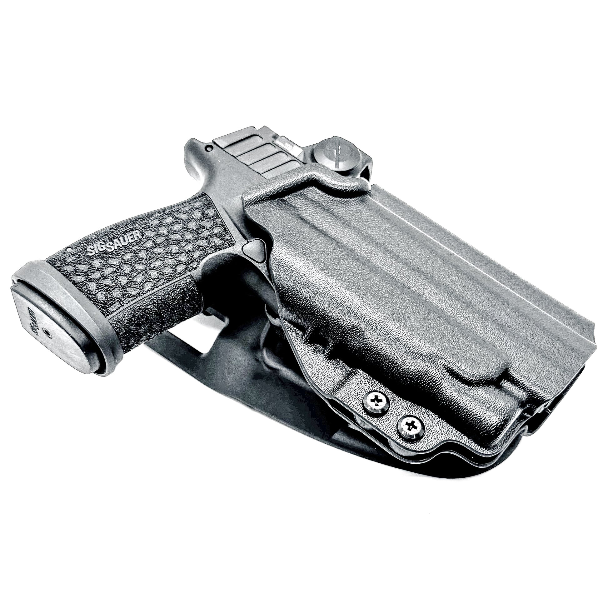 OWB holster for Sig Sauer P365-FUSE & FOXTROT2R. Outside Waistband light duty & competition holster with adjustable retention and optics support.