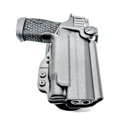 OWB holster for Sig Sauer P365-FUSE & FOXTROT2R. Outside Waistband light duty & competition holster with adjustable retention and optics support.