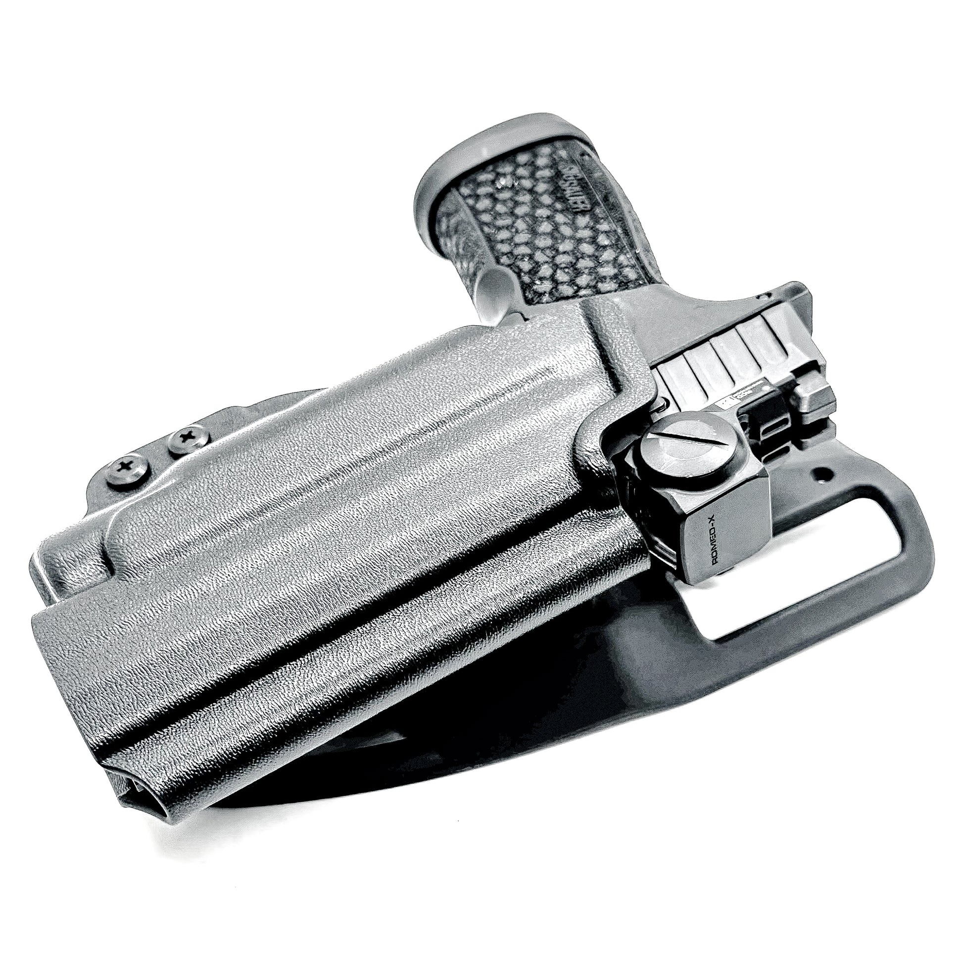 OWB holster for Sig Sauer P365-FUSE & FOXTROT2R. Outside Waistband light duty & competition holster with adjustable retention and optics support.