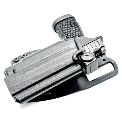 OWB holster for Sig Sauer P365-FUSE & FOXTROT2R. Outside Waistband light duty & competition holster with adjustable retention and optics support.