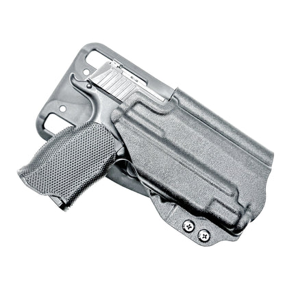 Sig Sauer P365-XMACRO Duty/Competition OWB Holster with Icarus A.C.E. 365 MACRO Grip Module and Streamlight TLR-7 Sub 1913, black Kydex, with Duty Drop