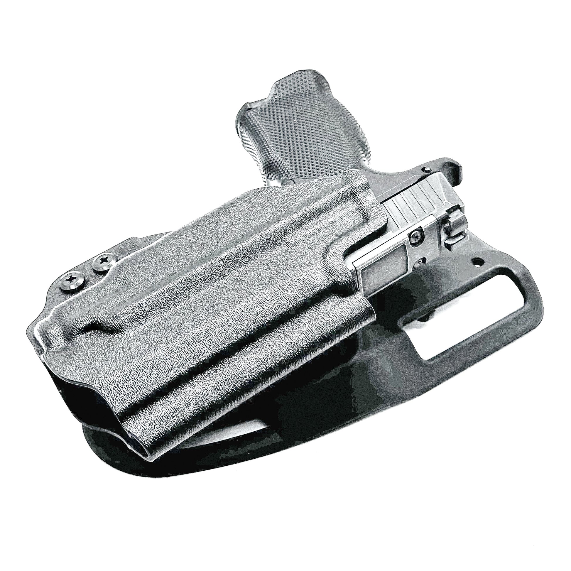 Sig Sauer P365-XMACRO Duty/Competition OWB Holster with Icarus A.C.E. 365 MACRO Grip Module and Streamlight TLR-7 Sub 1913, black Kydex, with Duty Drop