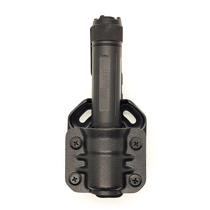 For the best Kydex Outside Waistband & Molle Compatible Sig Sauer Foxtrot-EDC Full Size, Compact & Compact Rose Flashlight Carrier, shop Four Brothers Holsters.