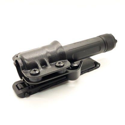 For the best Kydex Outside Waistband & Molle Compatible Sig Sauer Foxtrot-EDC Full Size, Compact & Compact Rose Flashlight Carrier, shop Four Brothers Holsters.