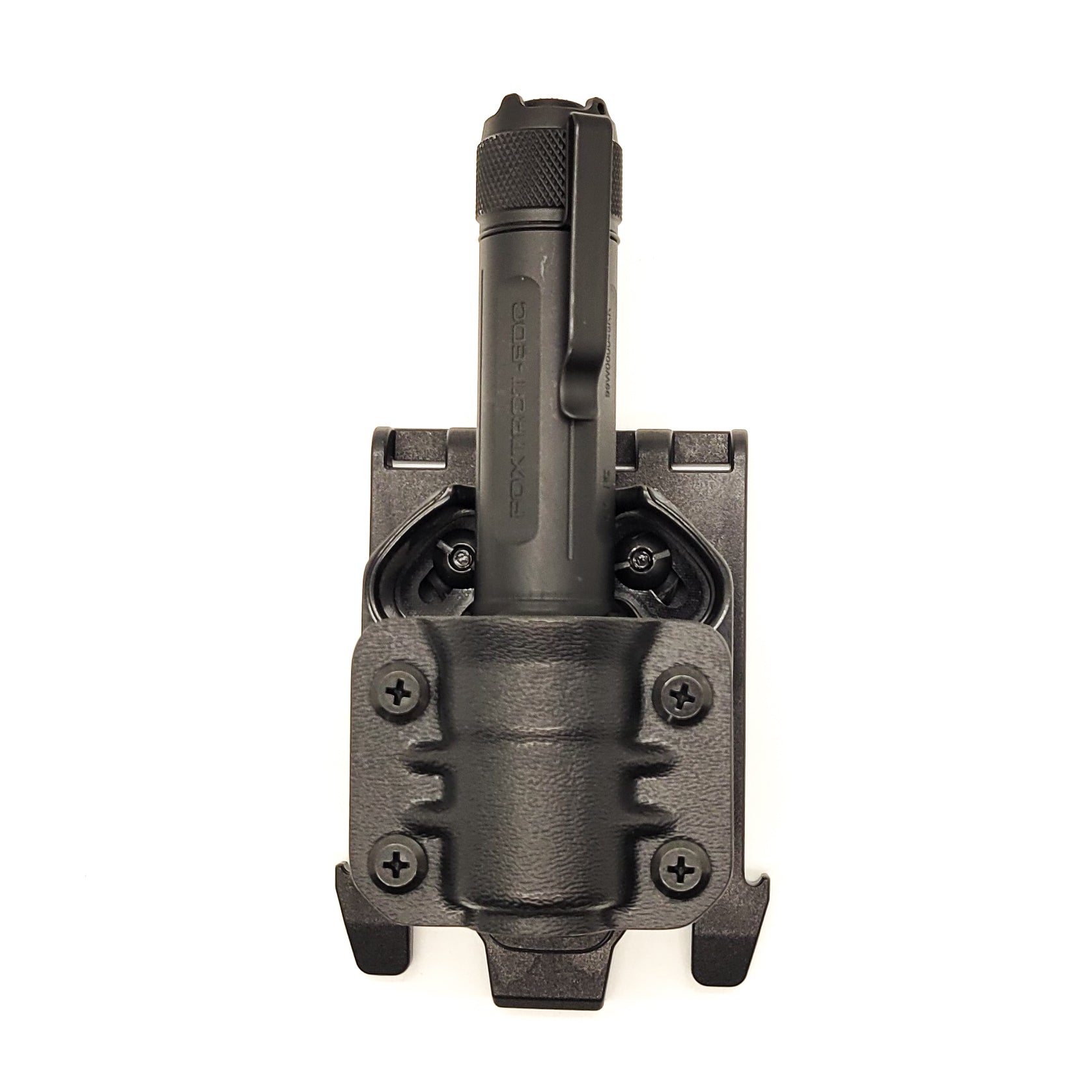 For the best Kydex Outside Waistband & Molle Compatible Sig Sauer Foxtrot-EDC Full Size, Compact & Compact Rose Flashlight Carrier, shop Four Brothers Holsters.