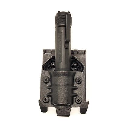 For the best Kydex Outside Waistband & Molle Compatible Sig Sauer Foxtrot-EDC Full Size, Compact & Compact Rose Flashlight Carrier, shop Four Brothers Holsters.