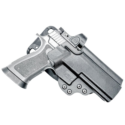 Black Outside Waistband OWB Sig P320 Compact, Carry, M17, M18, and X5 pistols Duty & Competition Style Kydex Holster with Duty Drop Attachment.