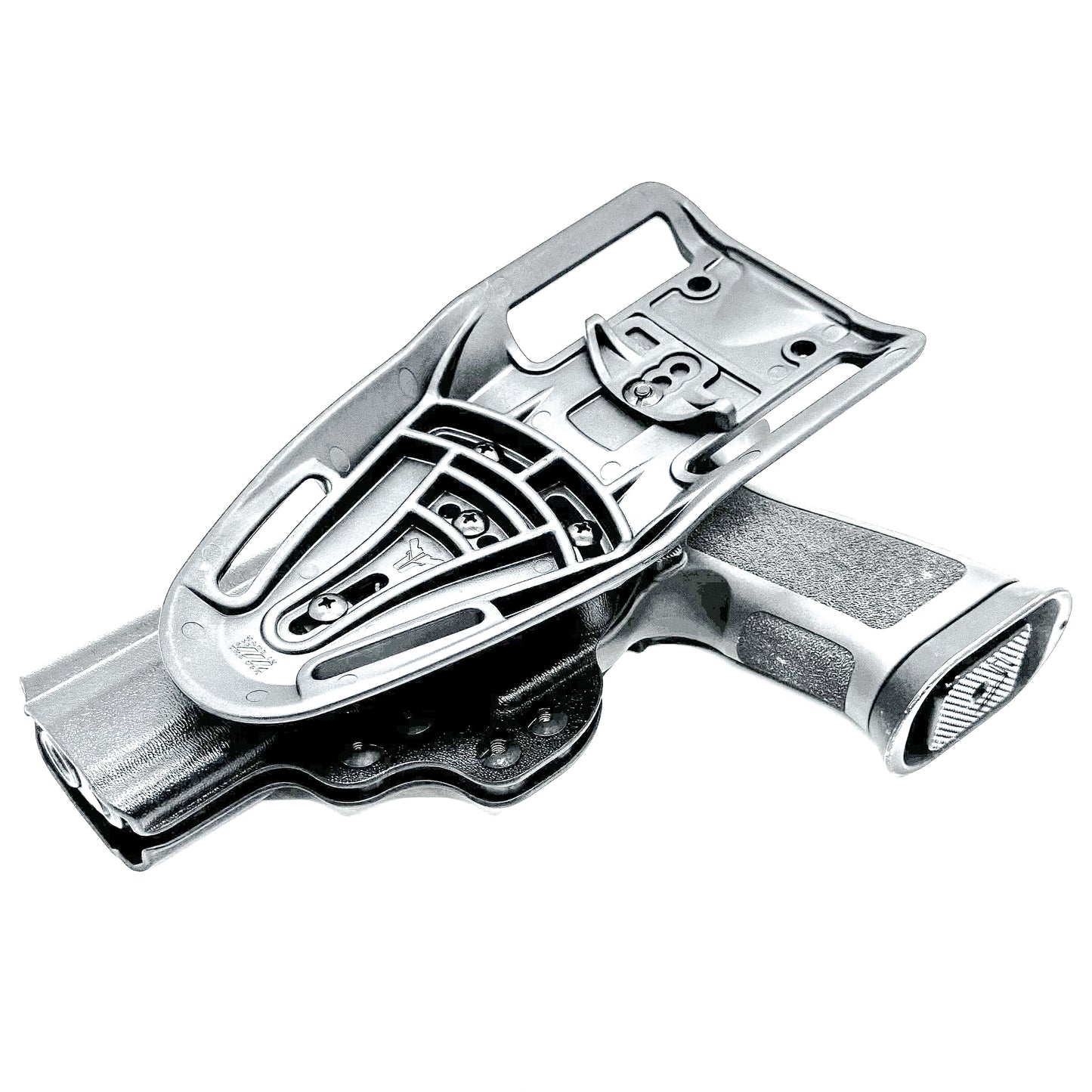 Black Outside Waistband OWB Sig P320 Compact, Carry, M17, M18, and X5 pistols Duty & Competition Style Kydex Holster with Duty Drop Attachment.