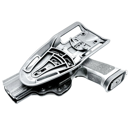 Black Outside Waistband OWB Sig P320 Compact, Carry, M17, M18, and X5 pistols Duty & Competition Style Kydex Holster with Duty Drop Attachment.