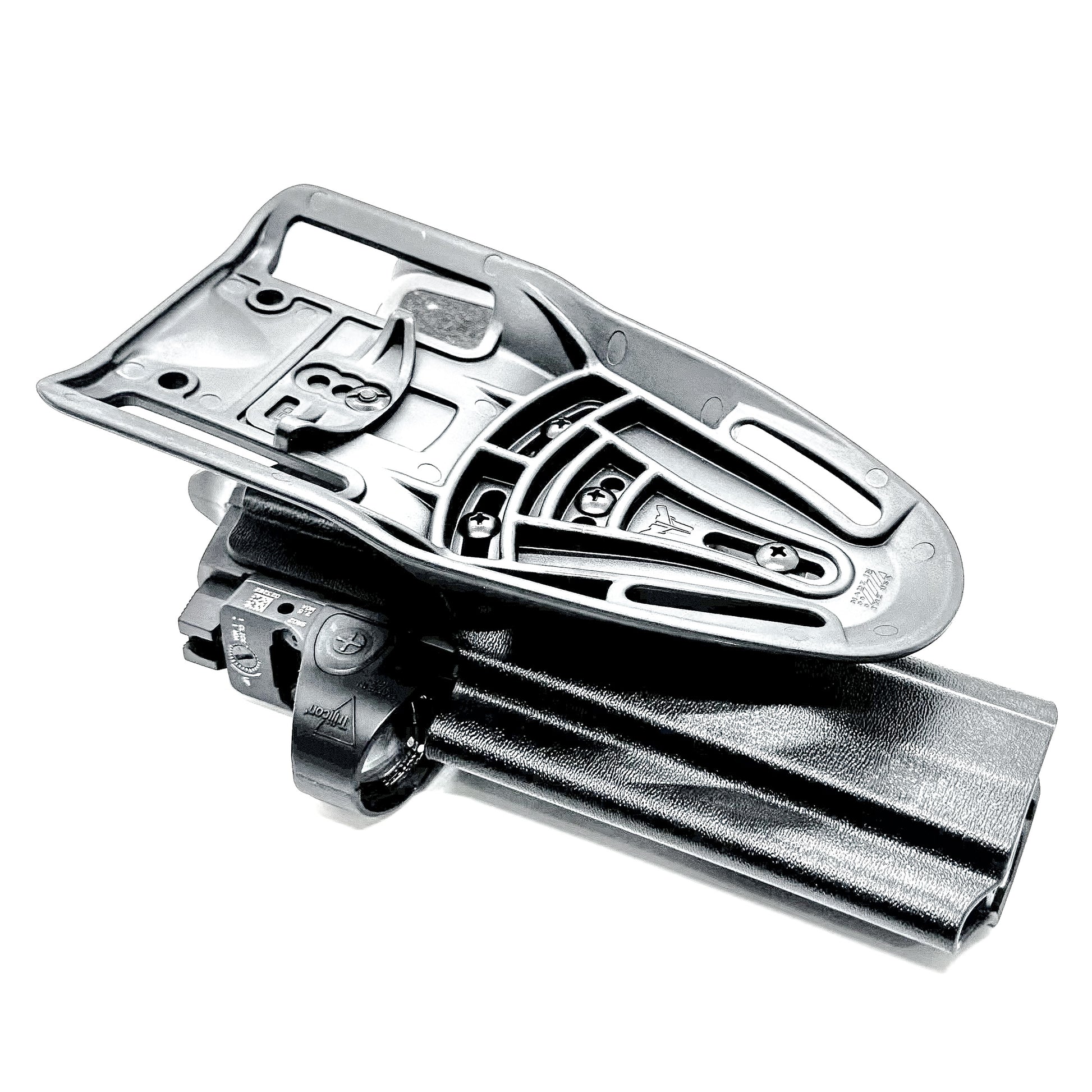 Black Outside Waistband OWB Sig P320 Compact, Carry, M17, M18, and X5 pistols Duty & Competition Style Kydex Holster with Duty Drop Attachment.