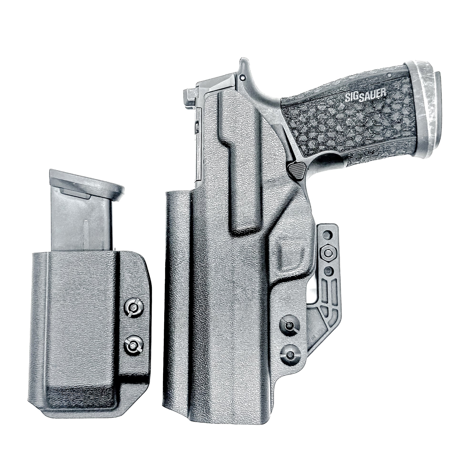 Sig P365-FUSE IWB right-hand holster and matching magazine carrier in black.