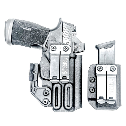 Sig P365-XMACRO IWB right-hand holster and matching magazine carrier in black.