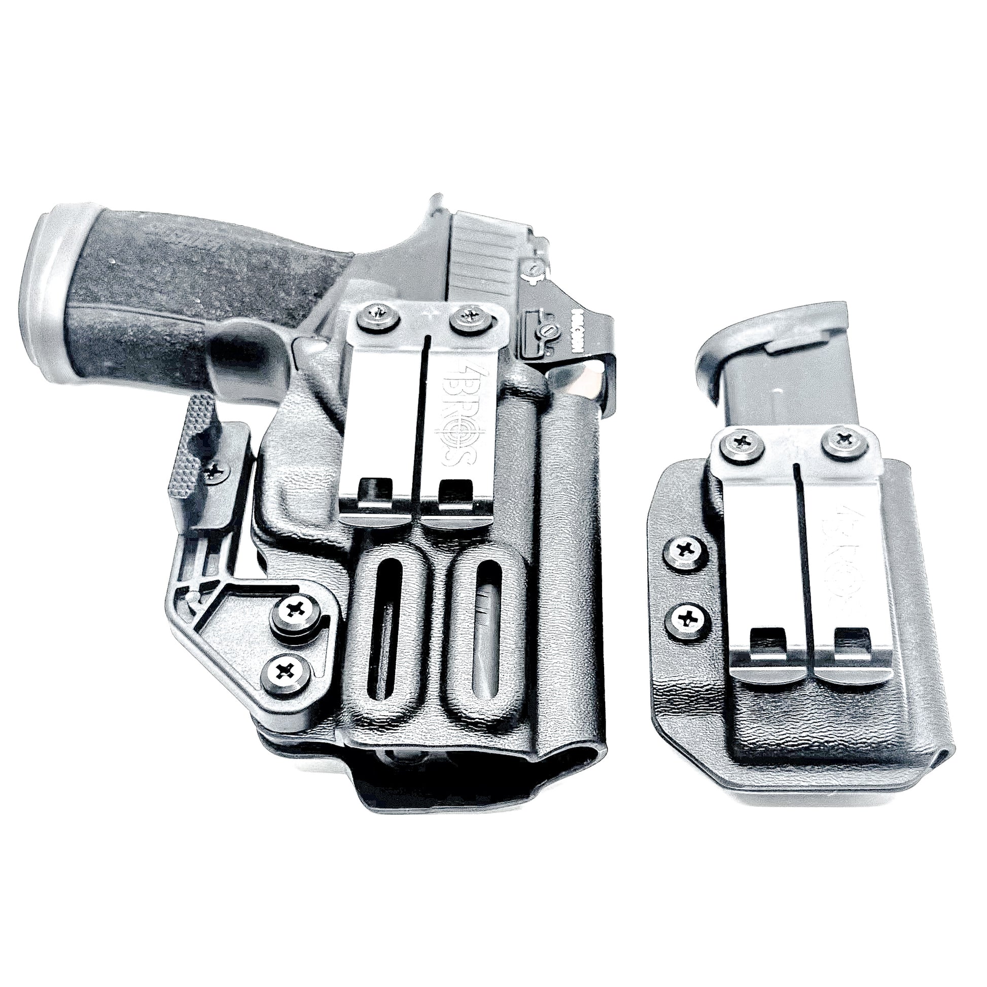 Sig P365-XMACRO IWB right-hand holster and matching magazine carrier in black.