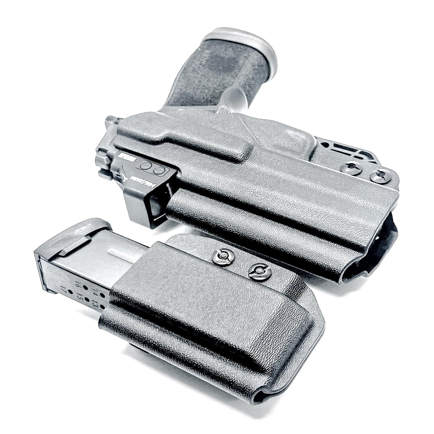 Sig P365-XMACRO IWB right-hand holster and matching magazine carrier in black.