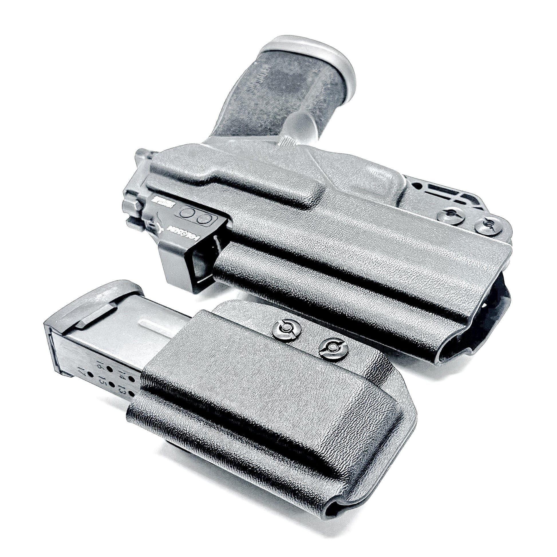 Sig P365-XMACRO IWB right-hand holster and matching magazine carrier in black.