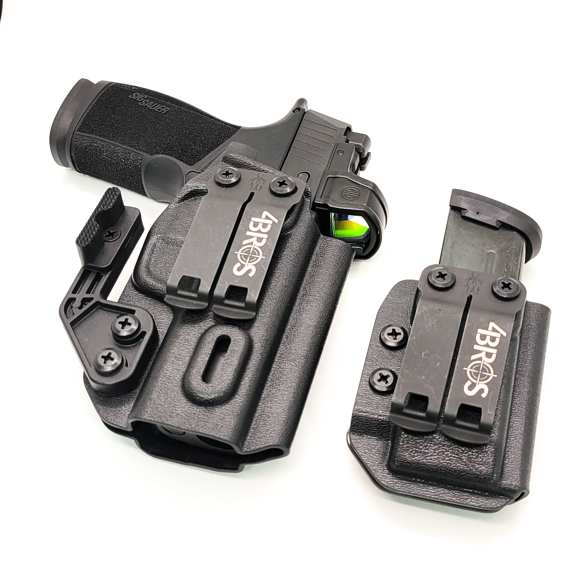 Four Brothers Sig Sauer P365-XMACRO, P365-XMACRO COMP, P365-XMACRO TACOPS, or P365-XMACRO COMP ROMEOZERO ELITE & Magazine Pouch IWB AIWB Inside Waistband Combo.