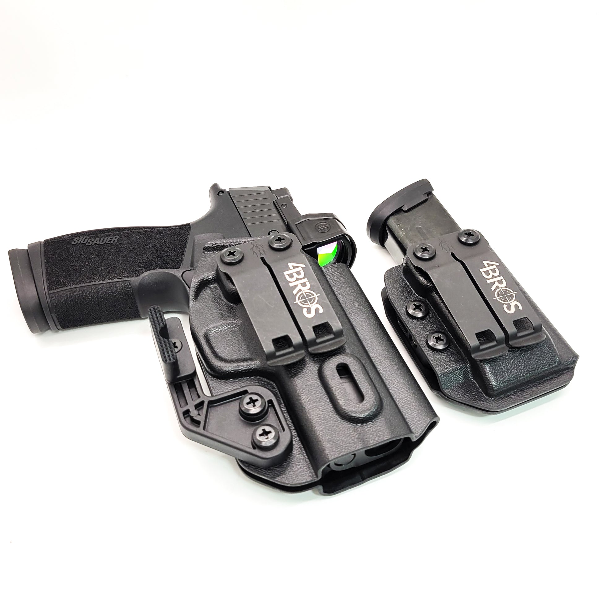 Four Brothers Sig Sauer P365-XMACRO, P365-XMACRO COMP, P365-XMACRO TACOPS, or P365-XMACRO COMP ROMEOZERO ELITE & Magazine Pouch IWB AIWB Inside Waistband Combo.