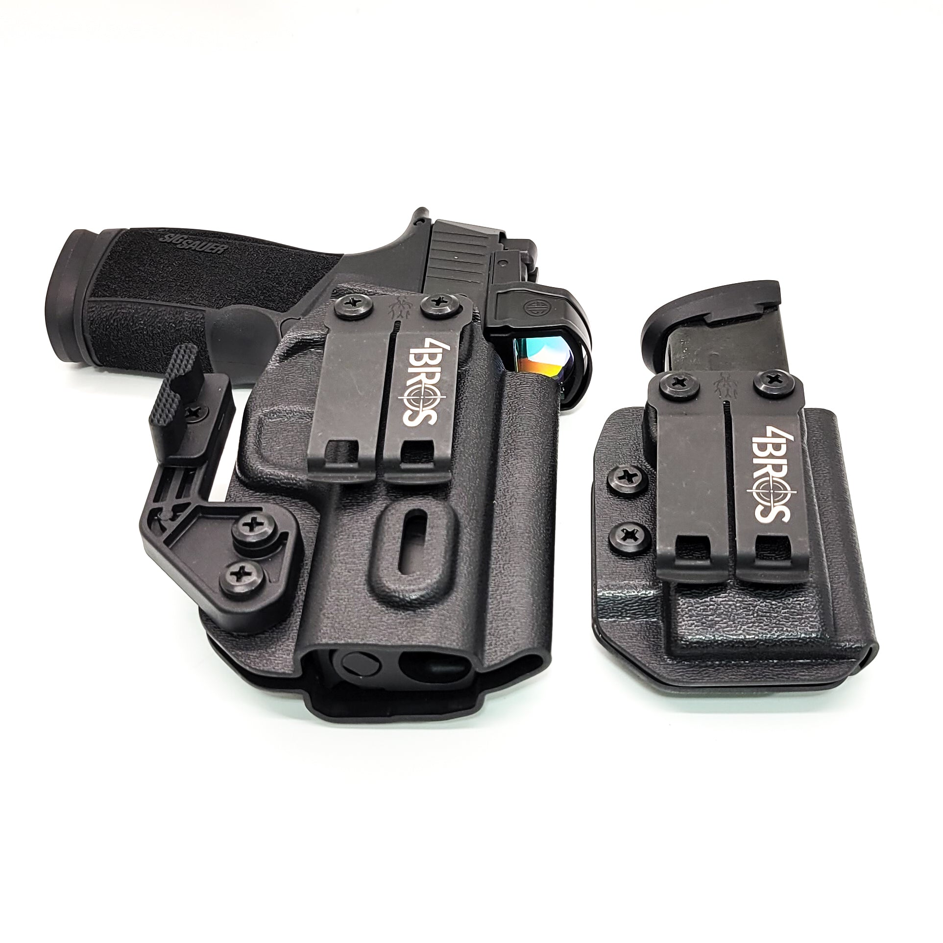 Four Brothers Sig Sauer P365-XMACRO, P365-XMACRO COMP, P365-XMACRO TACOPS, or P365-XMACRO COMP ROMEOZERO ELITE & Magazine Pouch IWB AIWB Inside Waistband Combo.