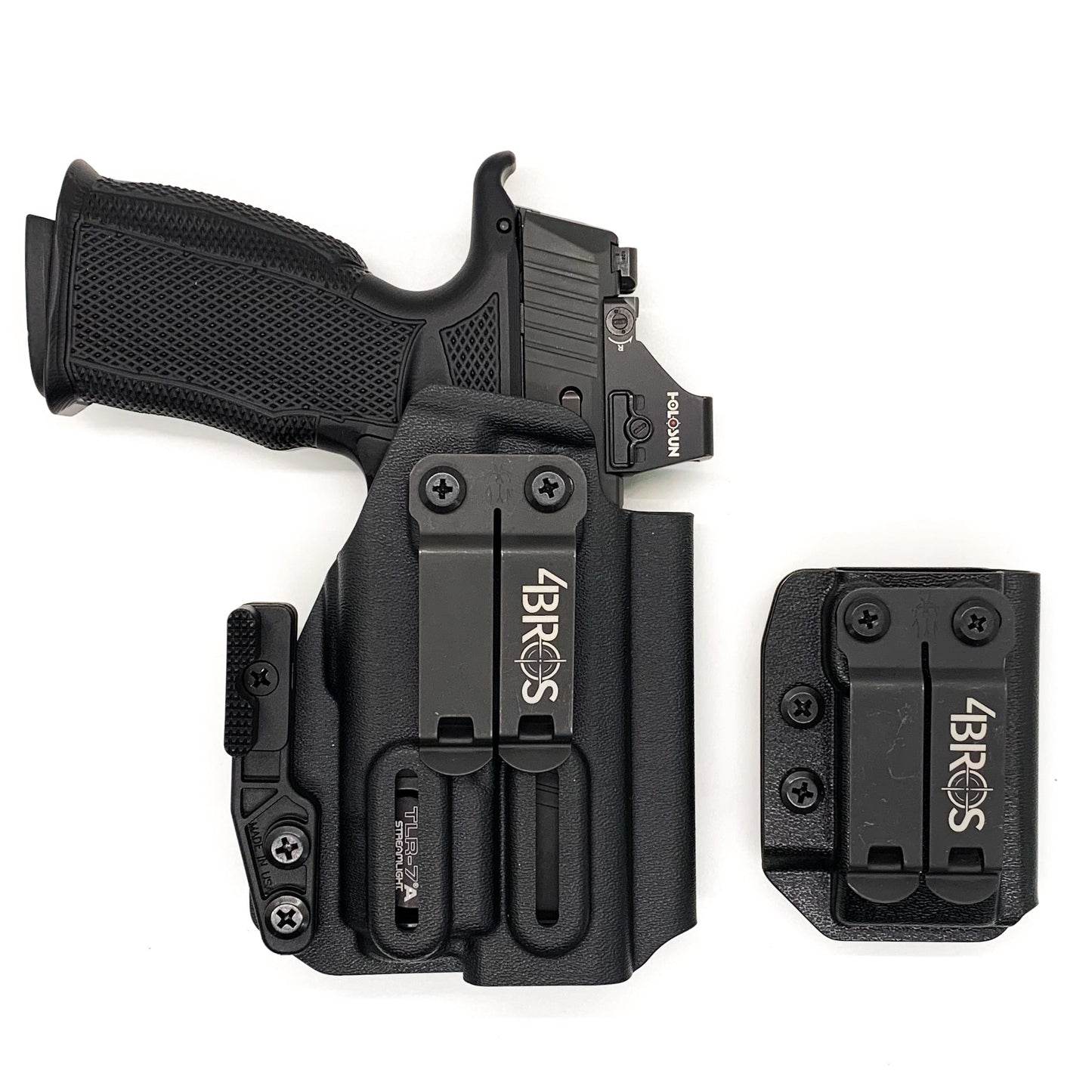 Four Brothers Sig Sauer P365-XMACRO & Icarus Precision A.C.E. 365 X MACRO Grip Module & Streamlight TLR-7 X & magazine pouch IWB Inside Waistband Holster Combo