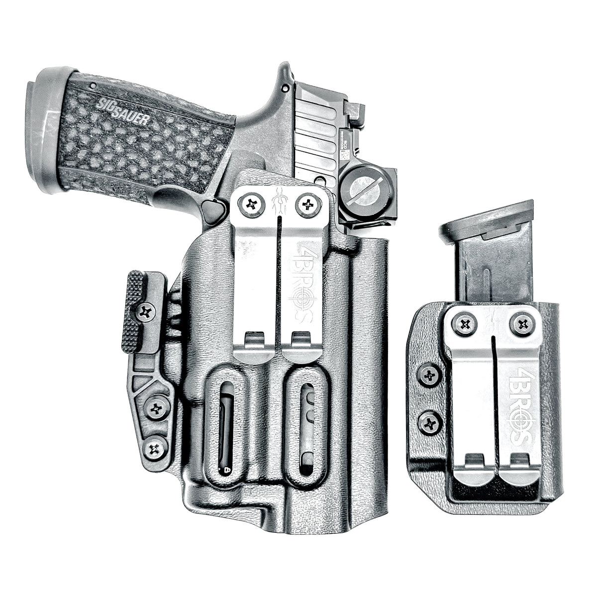 Precision-molded for the Sig Sauer P365-FUSE with SureFire XC3 Sub, this 4BROS IWB Kydex Holster & Magazine Carrier Combo completes your EDC setup.