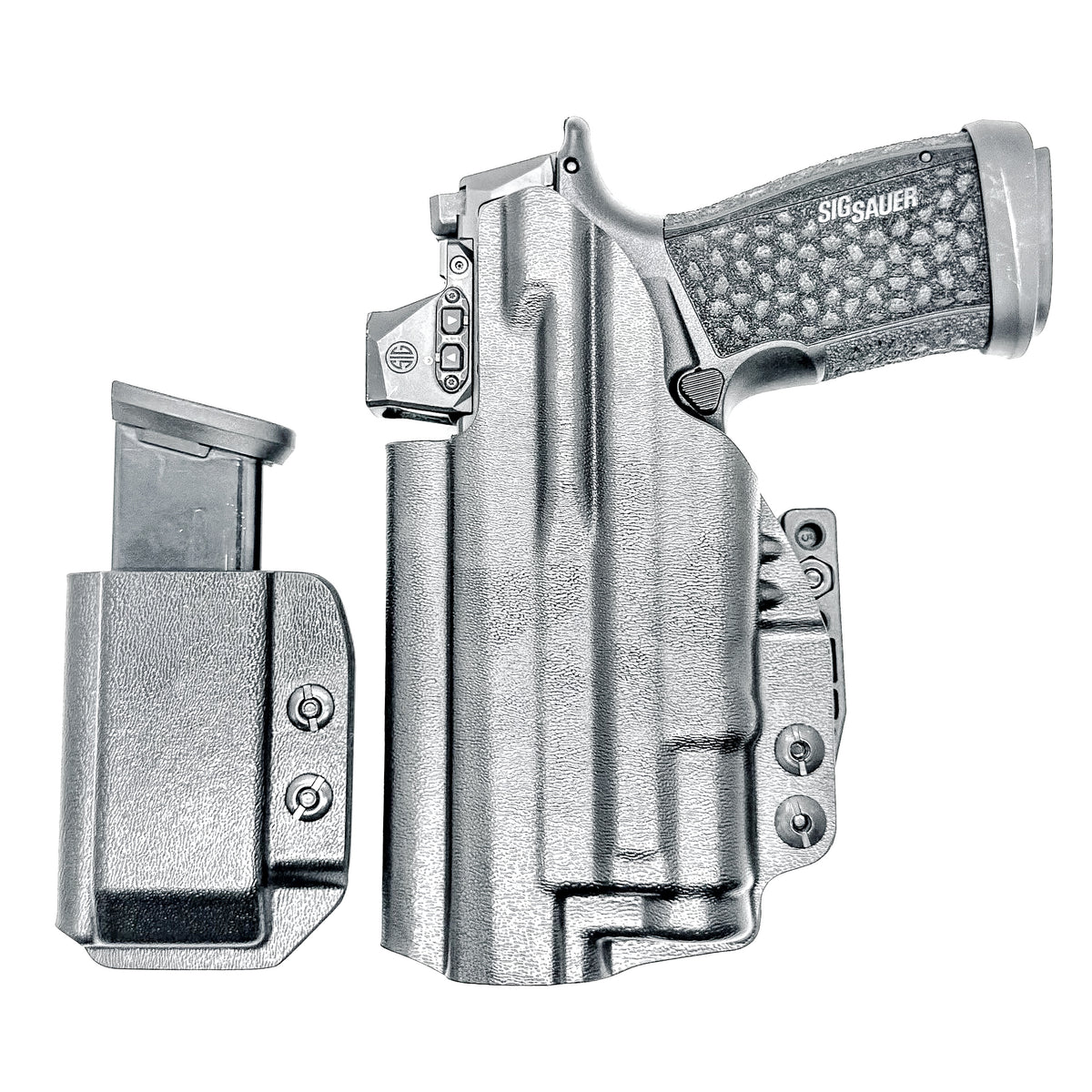 Precision-molded for the Sig Sauer P365-FUSE with SureFire XC3 Sub, this 4BROS IWB Kydex Holster & Magazine Carrier Combo completes your EDC setup.