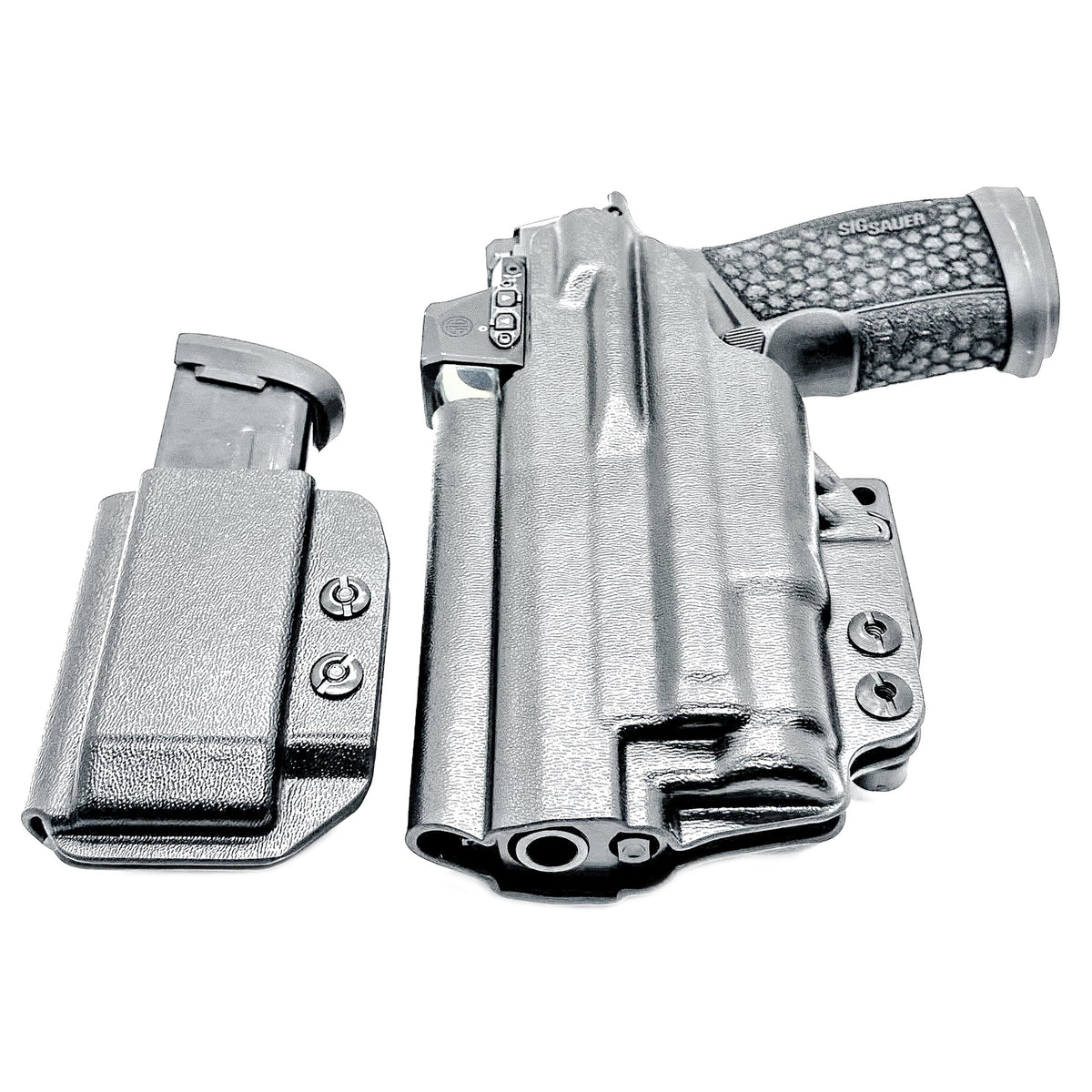 Precision-molded for the Sig Sauer P365-FUSE with SureFire XC3 Sub, this 4BROS IWB Kydex Holster & Magazine Carrier Combo completes your EDC setup.