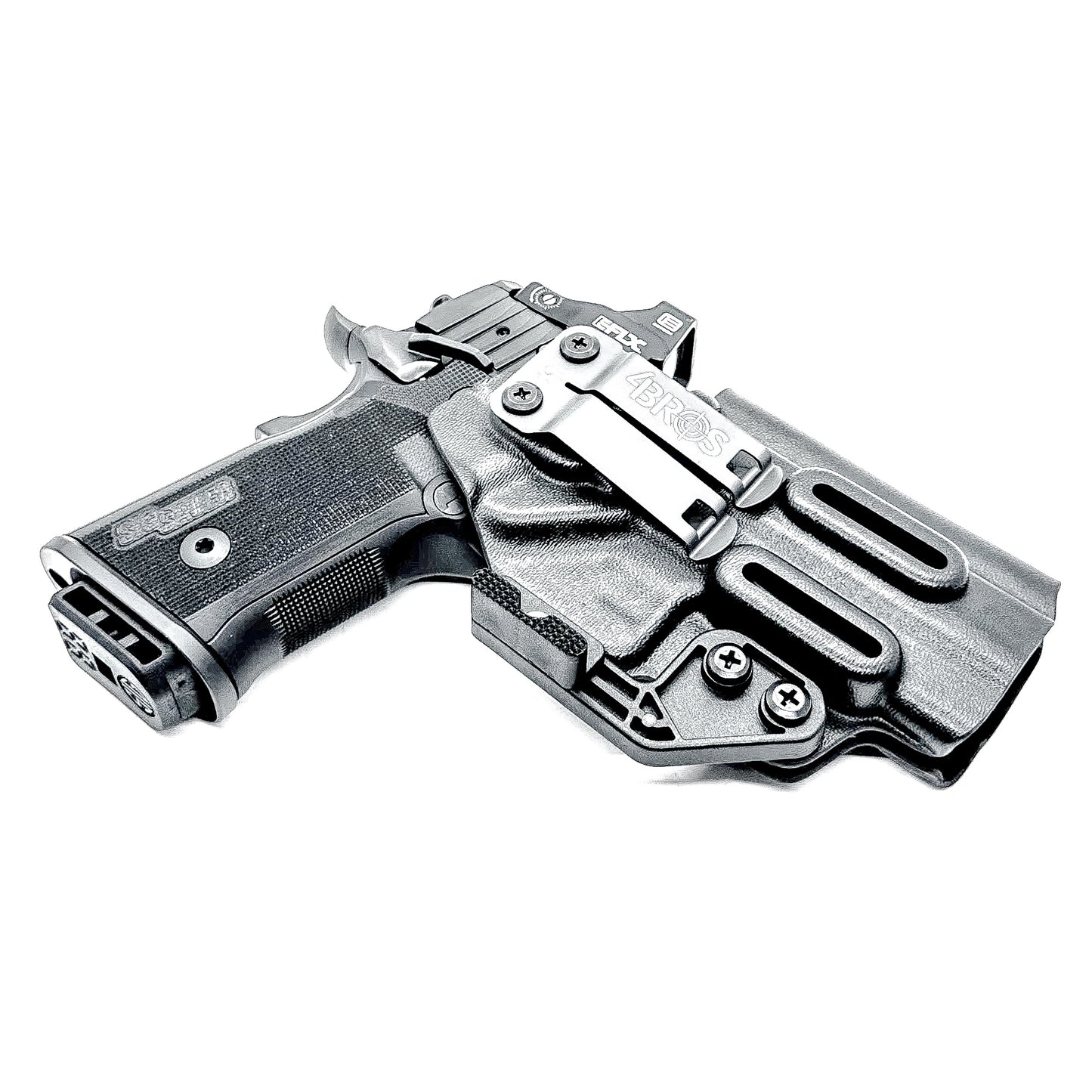 Black Sig Sauer P211 GT4 IWB Holster from Four Brothers Holsters is built for firearm owners who demand a secure, comfortable, and dependable carry option with DCC Monoblock and modwing.
