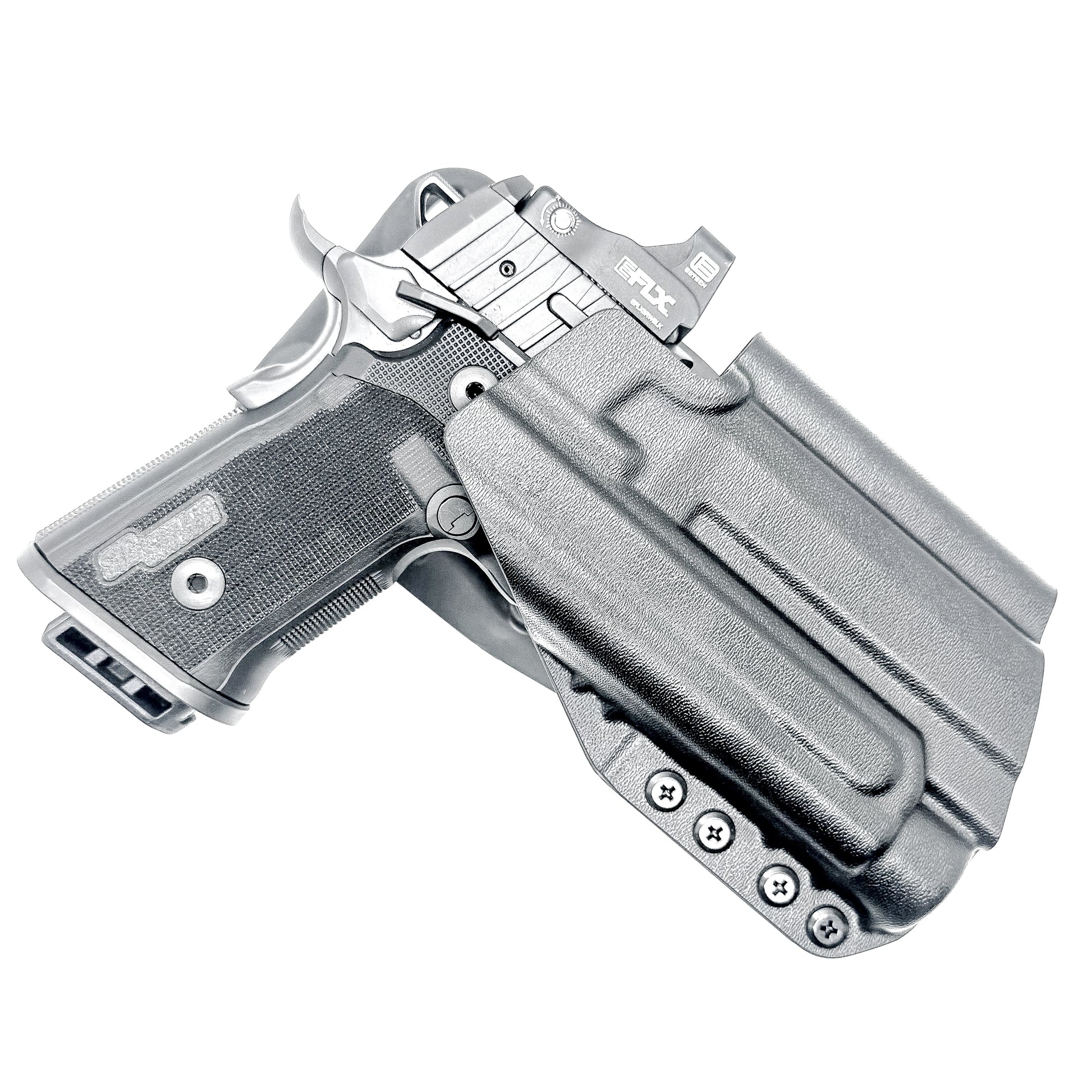 Light-Duty and Competition OWB holster for the Sig Sauer P211 GT4 and Streamlight TLR-1 HL-X or TLR-1 HL-X USB for Outside Waistband range & competition use.