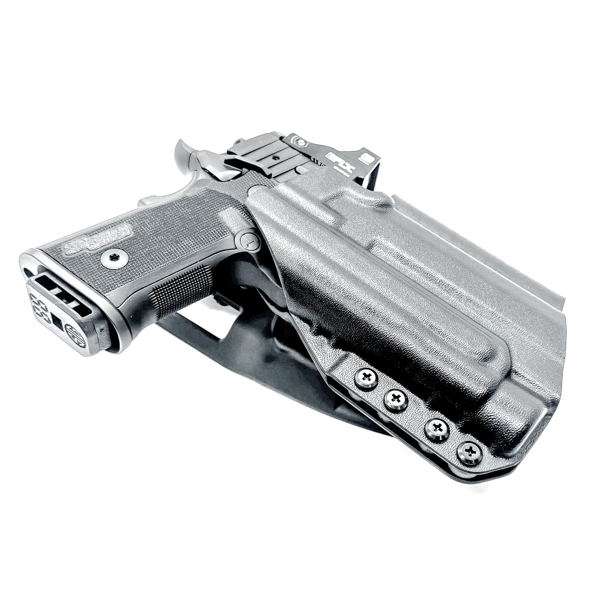 Light-Duty and Competition OWB holster for the Sig Sauer P211 GT4 and Streamlight TLR-1 HL-X or TLR-1 HL-X USB for Outside Waistband range & competition use.