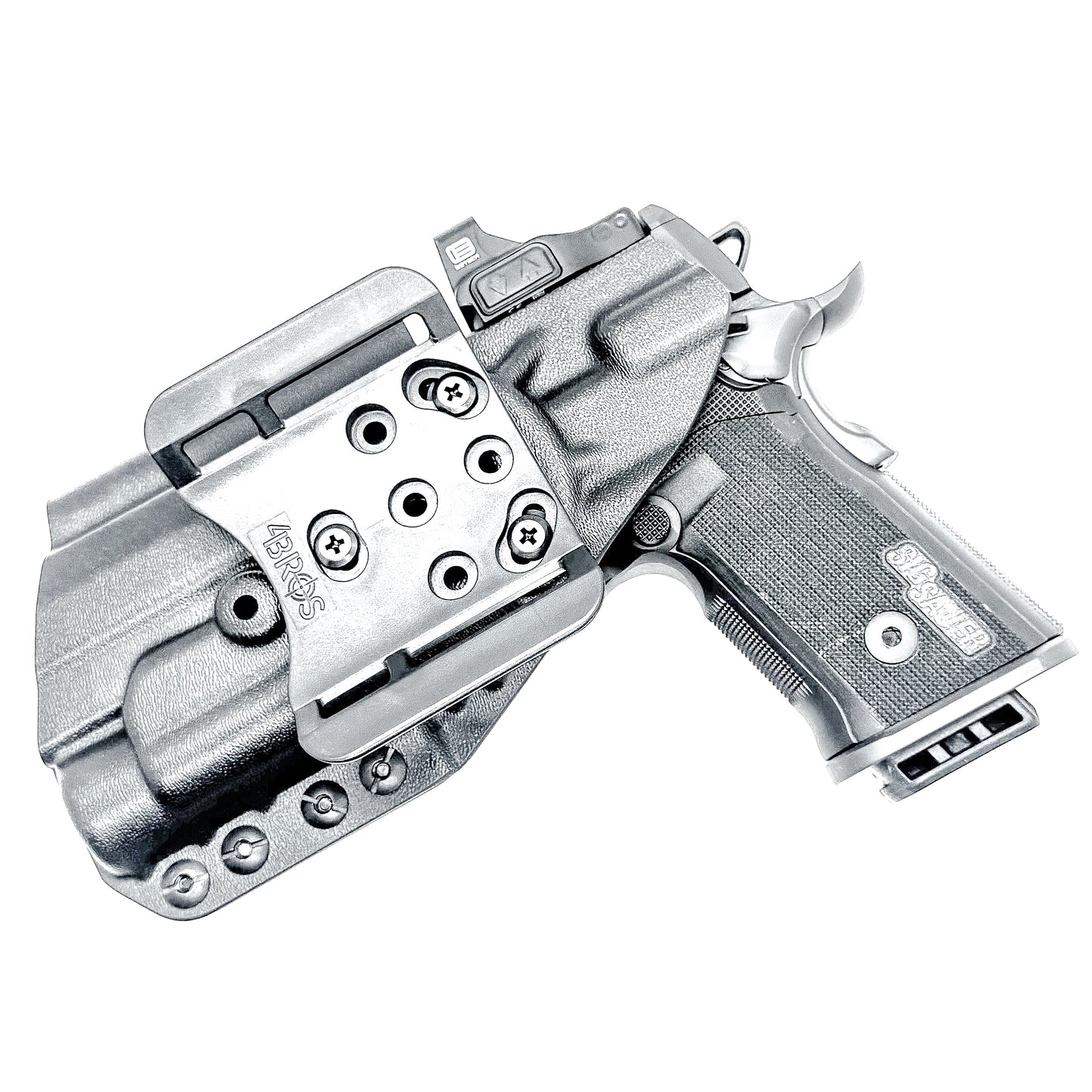 OWB holster for the Sig Sauer P211 GT4 and Streamlight TLR-1 HL-X or TLR-1 HL-X USB for Outside Waistband carry. Optics-ready and adjustable retention.
