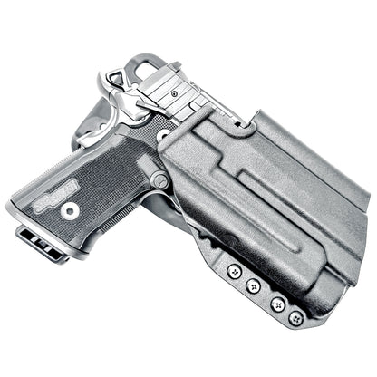 Light-Duty and Competition OWB holster for the Sig Sauer P211 GT4 and Streamlight TLR-1 HL or TLR-1 HP for Outside Waistband range & competition use.