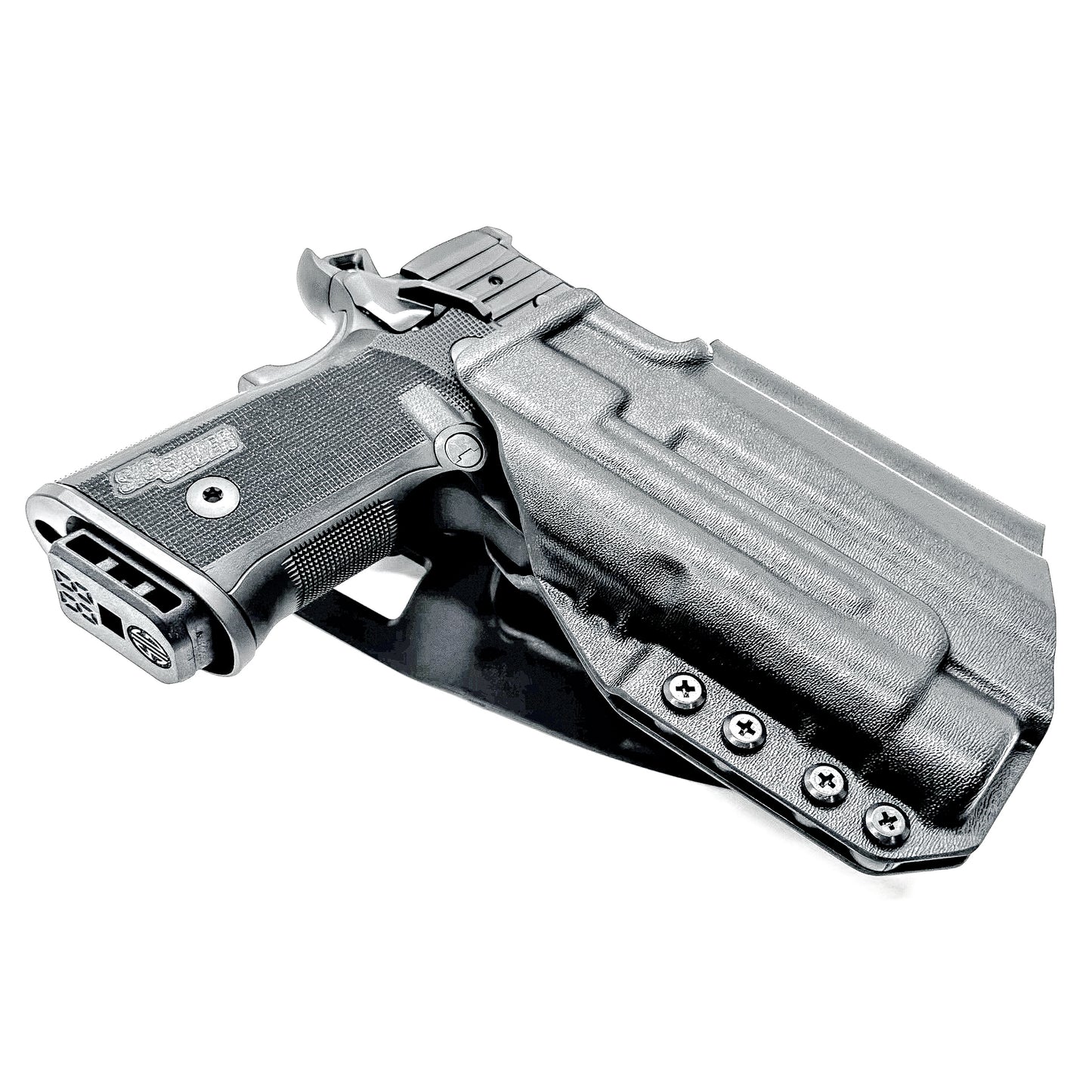 Light-Duty and Competition OWB holster for the Sig Sauer P211 GT4 and Streamlight TLR-1 HL or TLR-1 HP for Outside Waistband range & competition use.