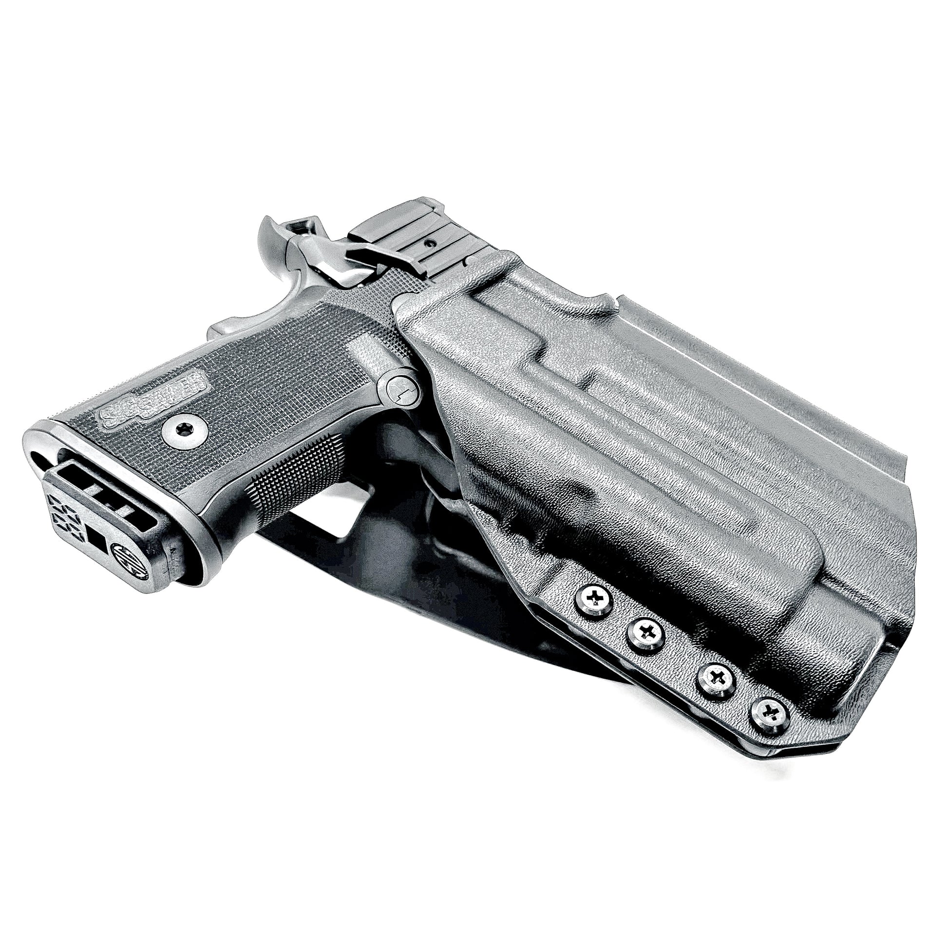 Light-Duty and Competition OWB holster for the Sig Sauer P211 GT4 and Streamlight TLR-1 HL or TLR-1 HP for Outside Waistband range & competition use.
