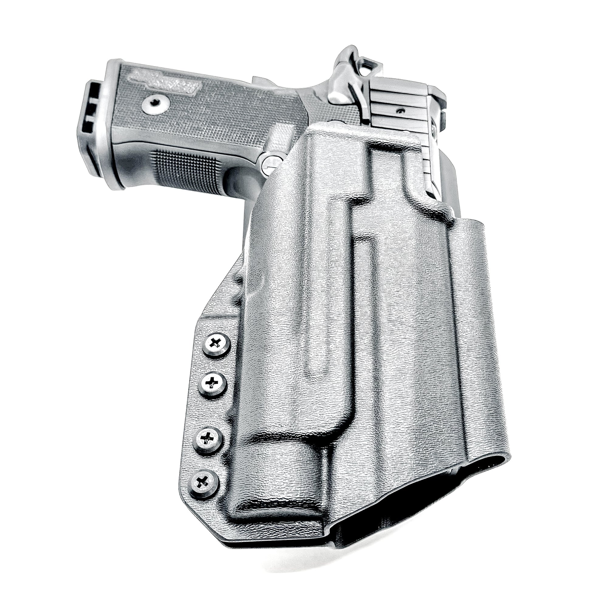 Light-Duty and Competition OWB holster for the Sig Sauer P211 GT4 and Streamlight TLR-1 HL or TLR-1 HP for Outside Waistband range & competition use.