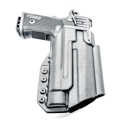 Light-Duty and Competition OWB holster for the Sig Sauer P211 GT4 and Streamlight TLR-1 HL or TLR-1 HP for Outside Waistband range & competition use.