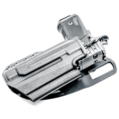 Light-Duty and Competition OWB holster for the Sig Sauer P211 GT4 and Streamlight TLR-1 HL or TLR-1 HP for Outside Waistband range & competition use.