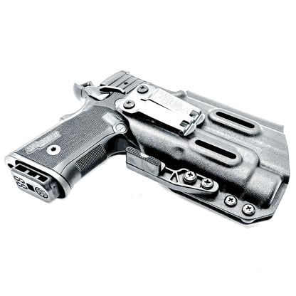 IWB holster for the Sig Sauer P211 GT4 and Streamlight TLR-1 HL or TLR-1 HP for Inside Waistband concealed carry. Optics-ready and adjustable retention.