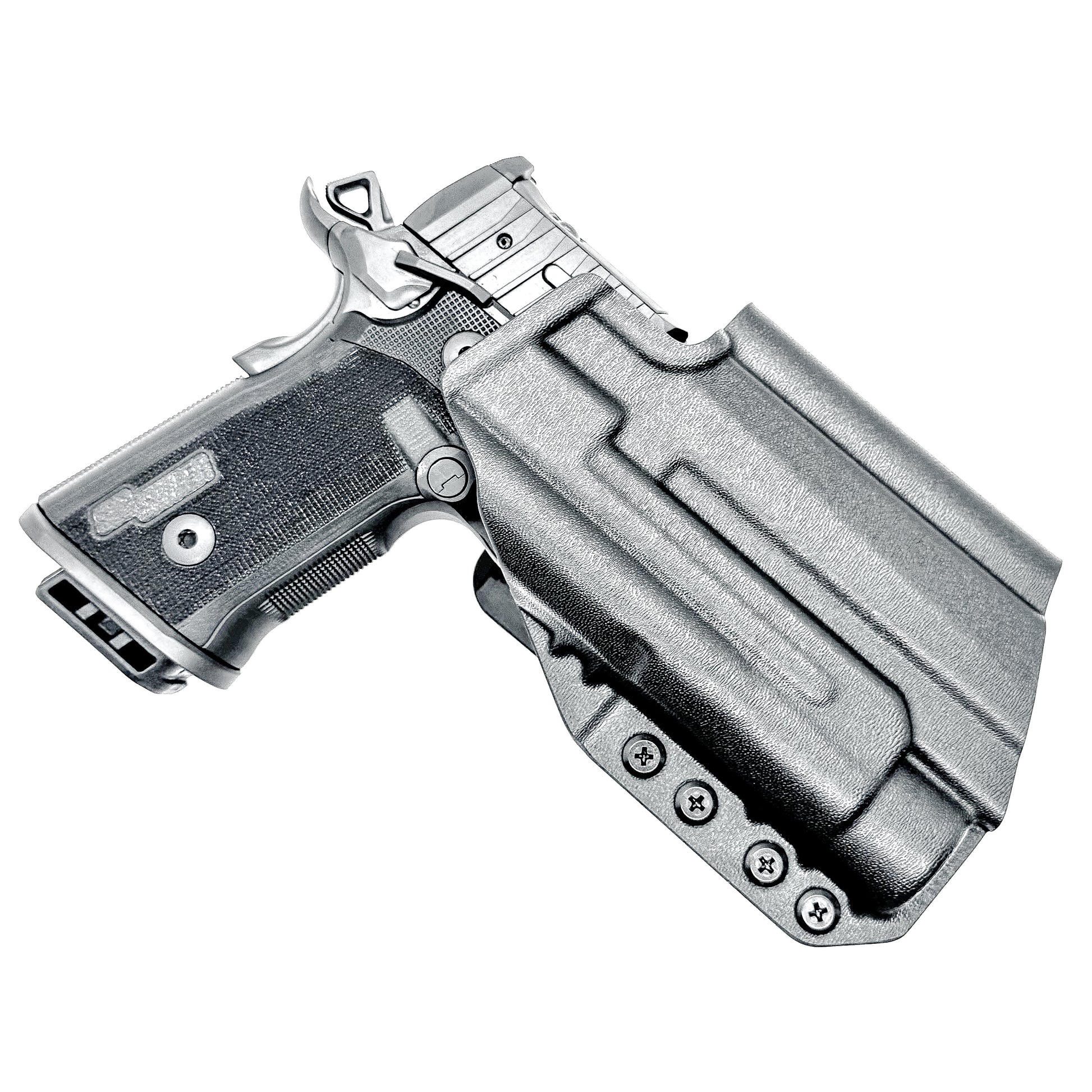 OWB holster for the Sig Sauer P211 GT4 and Streamlight TLR-1 HL or TLR-1 HP for Outside Waistband carry. Optics-ready and adjustable retention.