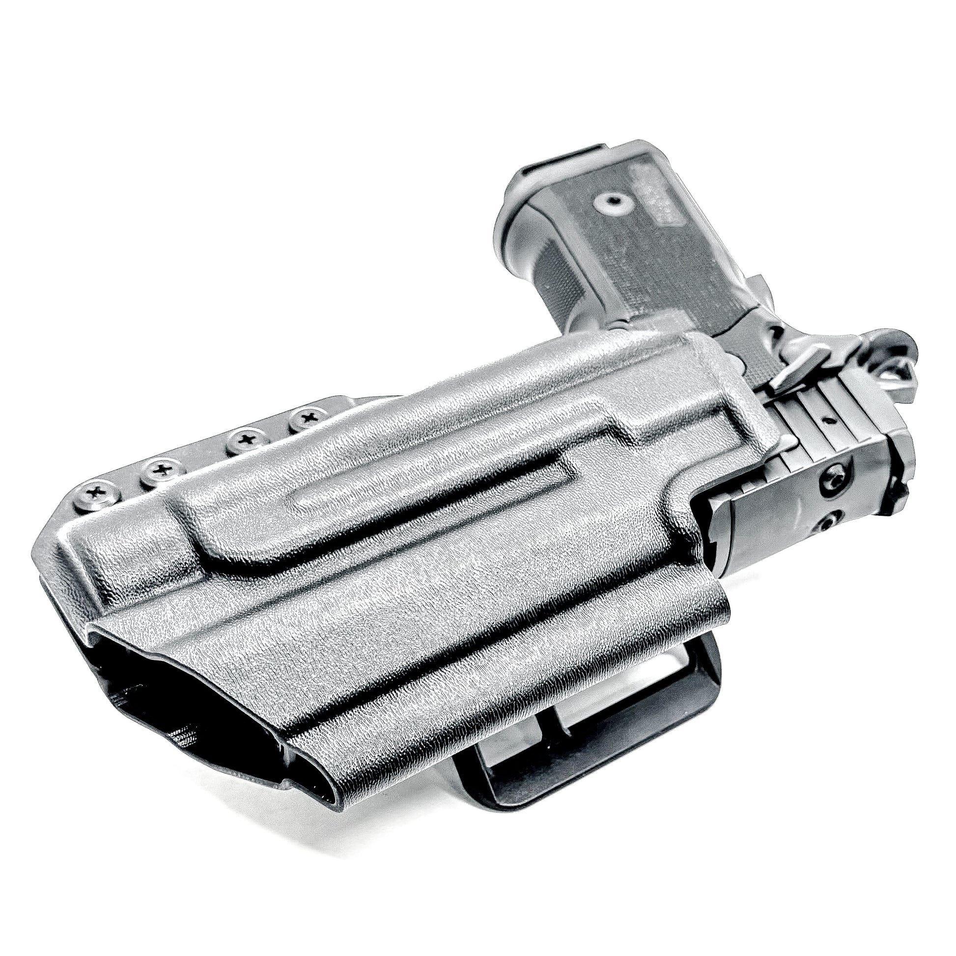 OWB holster for the Sig Sauer P211 GT4 and Streamlight TLR-1 HL or TLR-1 HP for Outside Waistband carry. Optics-ready and adjustable retention.