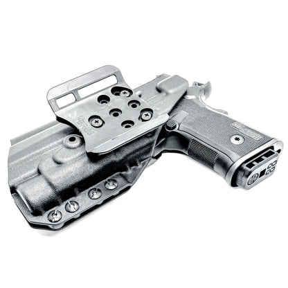 OWB holster for the Sig Sauer P211 GT4 and Streamlight TLR-1 HL or TLR-1 HP for Outside Waistband carry. Optics-ready and adjustable retention.