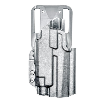 Sig Sauer P211 GT4 & Streamlight TLR-7 HL-X Outside Waistband Light-Duty & Competition holster. Durable OWB range-use holster with precision fit and fast draw.  Shown in black with a duty drop belt attachment.
