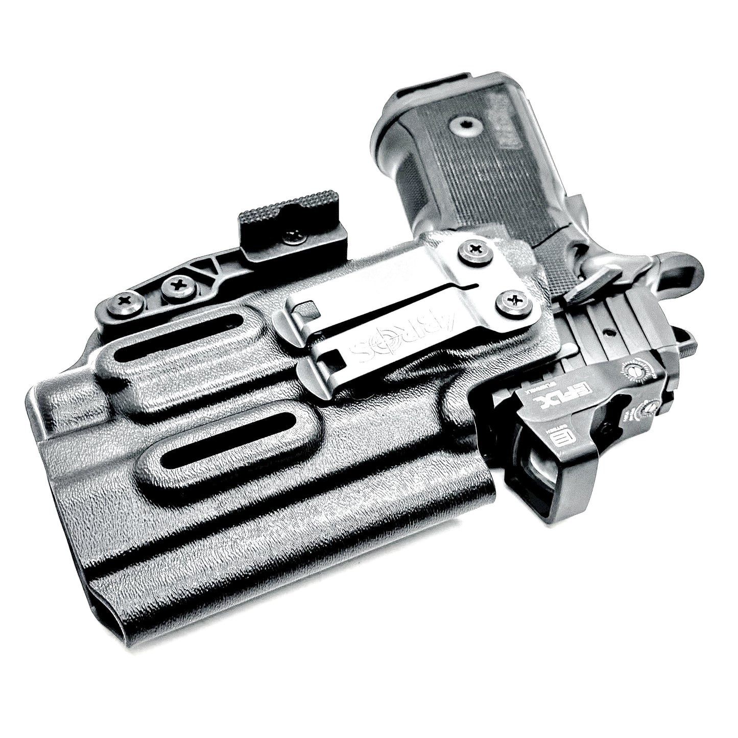 Sig Sauer P211 GTO IWB holster for Streamlight TLR-7 HL-X. Black with a DCC monoblock and a modwing, perfect for inside Waistband carry with secure fit, comfort, and reliable light-bearing performance.