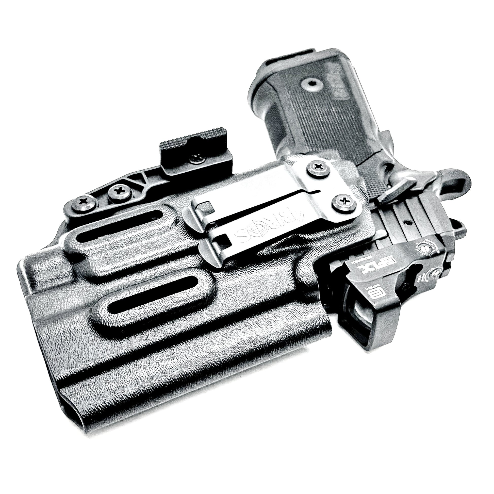 Sig Sauer P211 GTO IWB holster for Streamlight TLR-7 HL-X. Black with a DCC monoblock and a modwing, perfect for inside Waistband carry with secure fit, comfort, and reliable light-bearing performance.