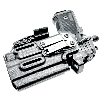 Sig Sauer P211 GTO IWB holster for Streamlight TLR-7 HL-X. Black with a DCC monoblock and a modwing, perfect for inside Waistband carry with secure fit, comfort, and reliable light-bearing performance.